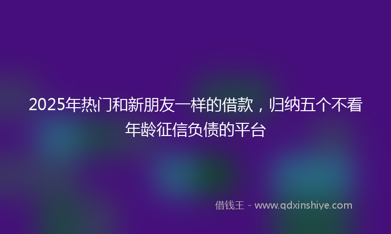 2025年热门和新朋友一样的借款，归纳五个不看年龄征信负债的平台