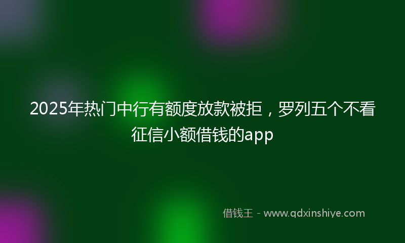 2025年热门中行有额度放款被拒，罗列五个不看征信小额借钱的app