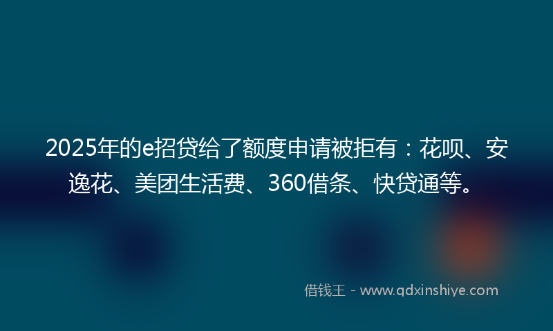 2025年的e招贷给了额度申请被拒有：花呗、安逸花、美团生活费、360借条、快贷通等。