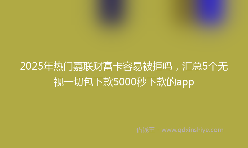 2025年热门嘉联财富卡容易被拒吗，汇总5个无视一切包下款5000秒下款的app
