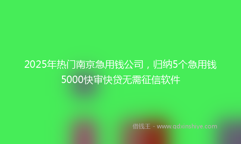 2025年热门南京急用钱公司，归纳5个急用钱5000快审快贷无需征信软件