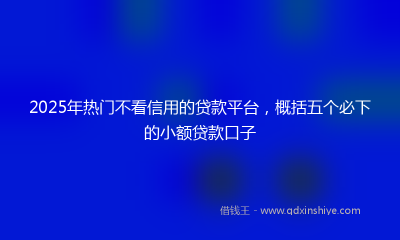 2025年热门不看信用的贷款平台，概括五个必下的小额贷款口子