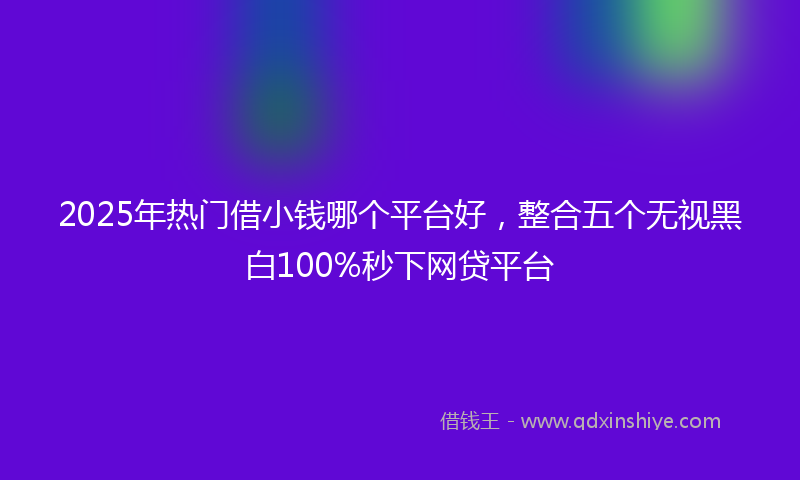 2025年热门借小钱哪个平台好，整合五个无视黑白100%秒下网贷平台