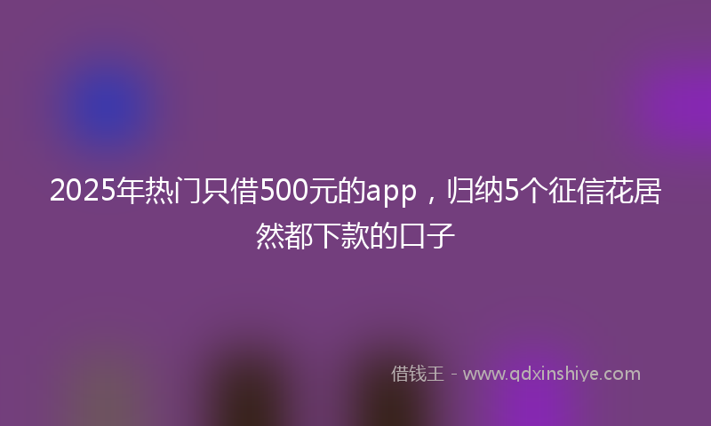 2025年热门只借500元的app，归纳5个征信花居然都下款的口子