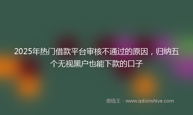 2025年热门借款平台审核不通过的原因，归纳五个无视黑户也能下款的口子
