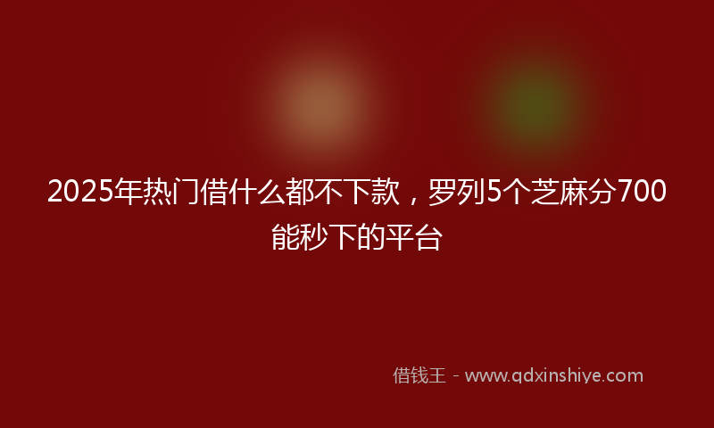 2025年热门借什么都不下款，罗列5个芝麻分700能秒下的平台