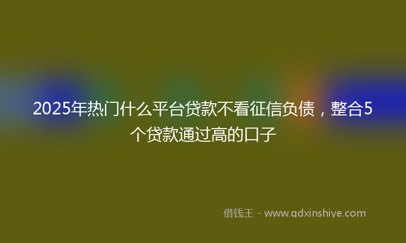 2025年热门什么平台贷款不看征信负债，整合5个贷款通过高的口子