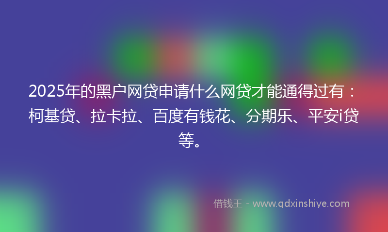 2025年的黑户网贷申请什么网贷才能通得过有：柯基贷、拉卡拉、百度有钱花、分期乐、平安i贷等。
