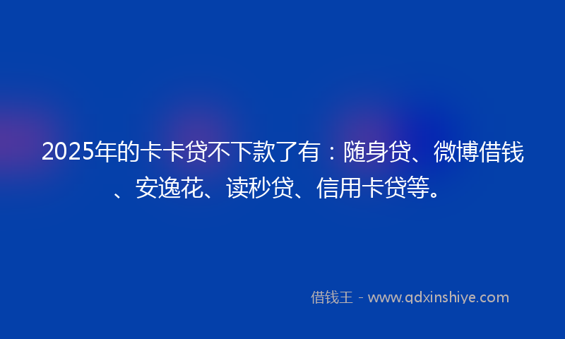 2025年的卡卡贷不下款了有：随身贷、微博借钱、安逸花、读秒贷、信用卡贷等。