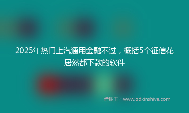 2025年热门上汽通用金融不过，概括5个征信花居然都下款的软件
