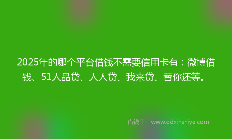 2025年的哪个平台借钱不需要信用卡有：微博借钱、51人品贷、人人贷、我来贷、替你还等。