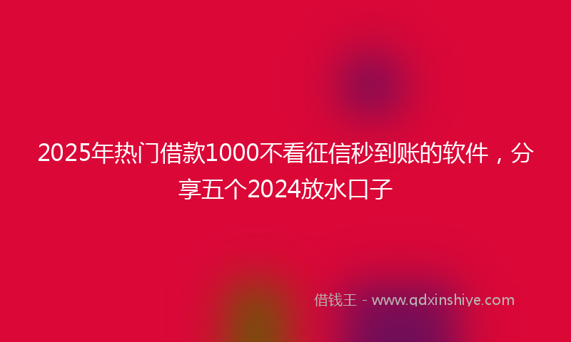 2025年热门借款1000不看征信秒到账的软件，分享五个2024放水口子