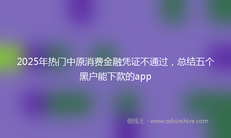 2025年热门中原消费金融凭证不通过，总结五个黑户能下款的app