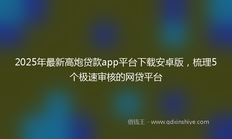 2025年最新高炮贷款app平台下载安卓版，梳理5个极速审核的网贷平台