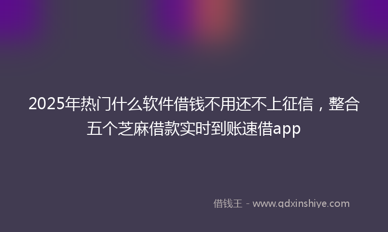2025年热门什么软件借钱不用还不上征信，整合五个芝麻借款实时到账速借app