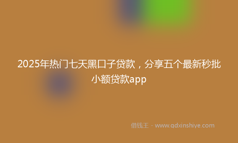 2025年热门七天黑口子贷款，分享五个最新秒批小额贷款app