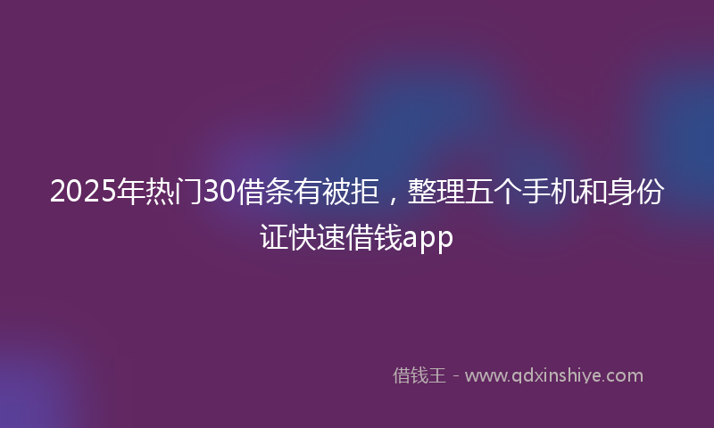 2025年热门30借条有被拒，整理五个手机和身份证快速借钱app