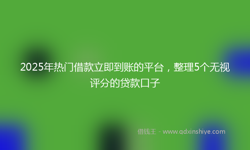 2025年热门借款立即到账的平台，整理5个无视评分的贷款口子