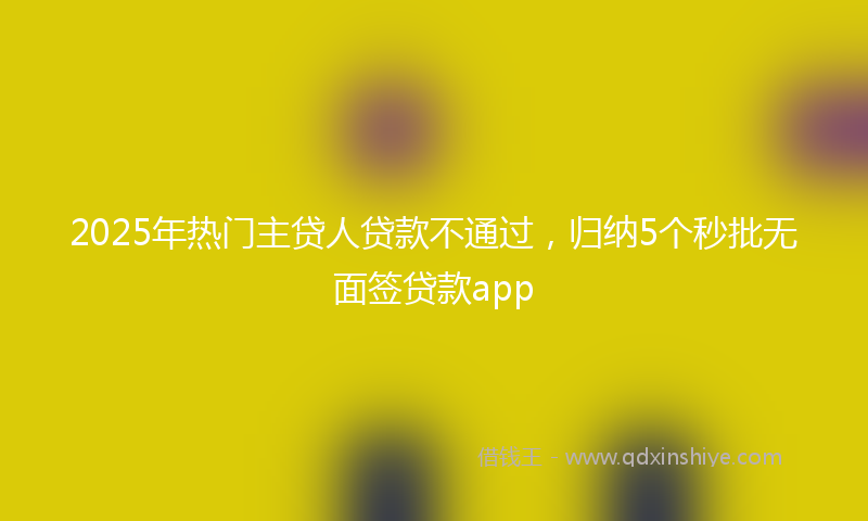 2025年热门主贷人贷款不通过，归纳5个秒批无面签贷款app