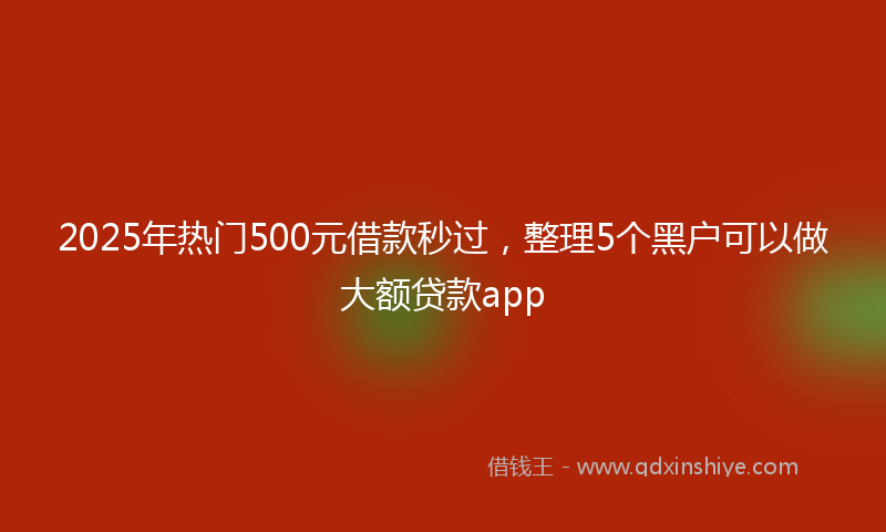 2025年热门500元借款秒过，整理5个黑户可以做大额贷款app
