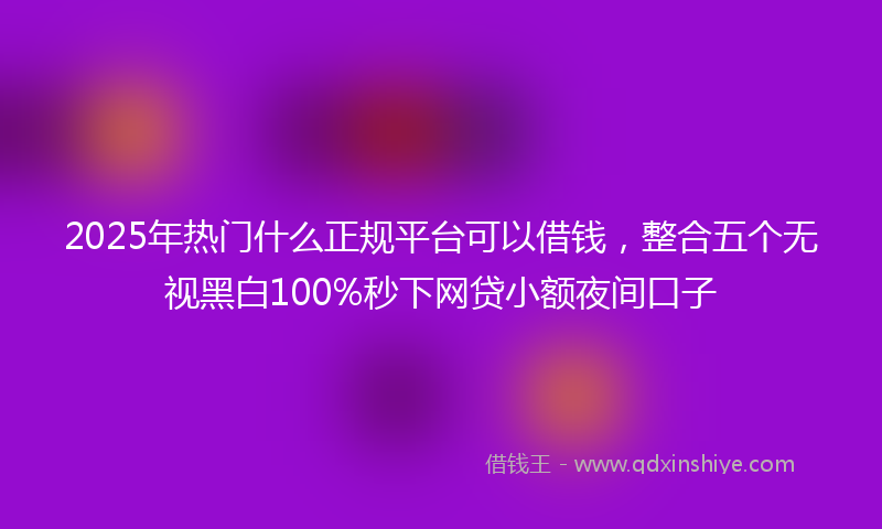 2025年热门什么正规平台可以借钱，整合五个无视黑白100%秒下网贷小额夜间口子