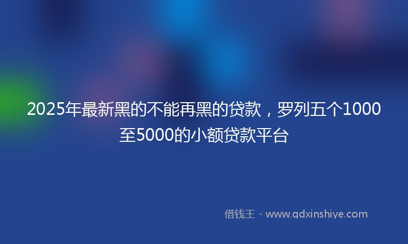 2025年最新黑的不能再黑的贷款，罗列五个1000至5000的小额贷款平台