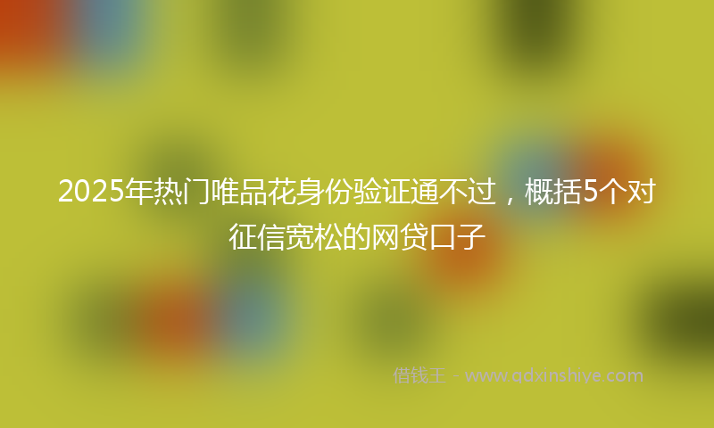2025年热门唯品花身份验证通不过，概括5个对征信宽松的网贷口子
