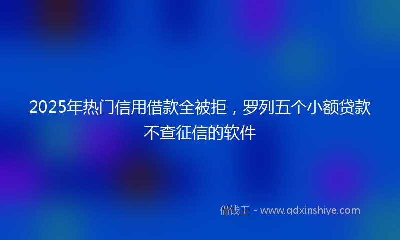 2025年热门信用借款全被拒，罗列五个小额贷款不查征信的软件
