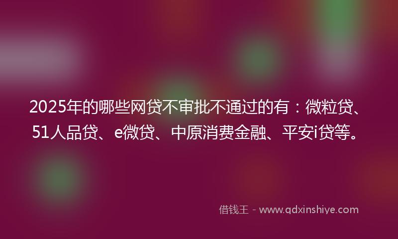 2025年的哪些网贷不审批不通过的有：微粒贷、51人品贷、e微贷、中原消费金融、平安i贷等。