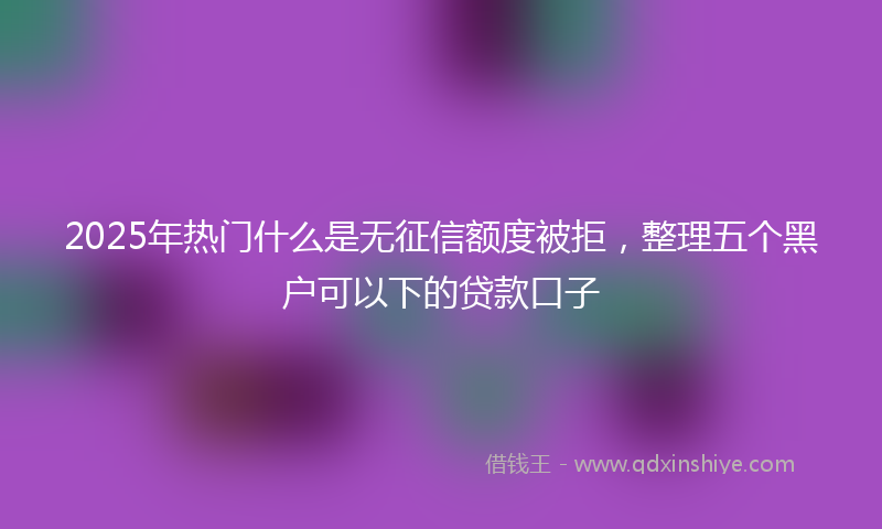 2025年热门什么是无征信额度被拒，整理五个黑户可以下的贷款口子