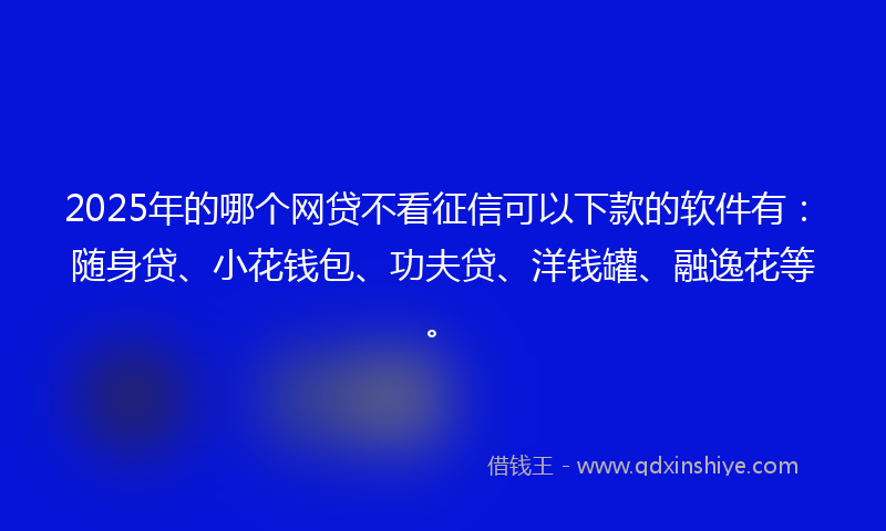 2025年的哪个网贷不看征信可以下款的软件有：随身贷、小花钱包、功夫贷、洋钱罐、融逸花等。
