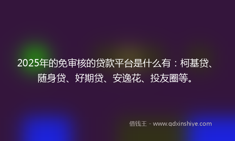 2025年的免审核的贷款平台是什么有：柯基贷、随身贷、好期贷、安逸花、投友圈等。