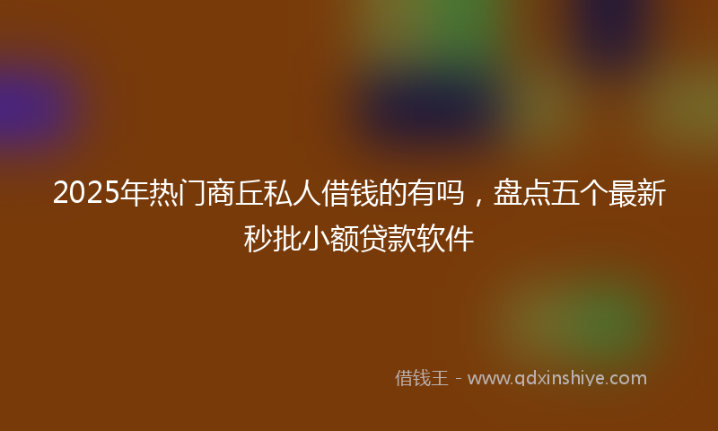 2025年热门商丘私人借钱的有吗，盘点五个最新秒批小额贷款软件