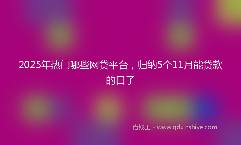 2025年热门哪些网贷平台，归纳5个11月能贷款的口子