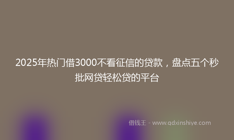2025年热门借3000不看征信的贷款，盘点五个秒批网贷轻松贷的平台