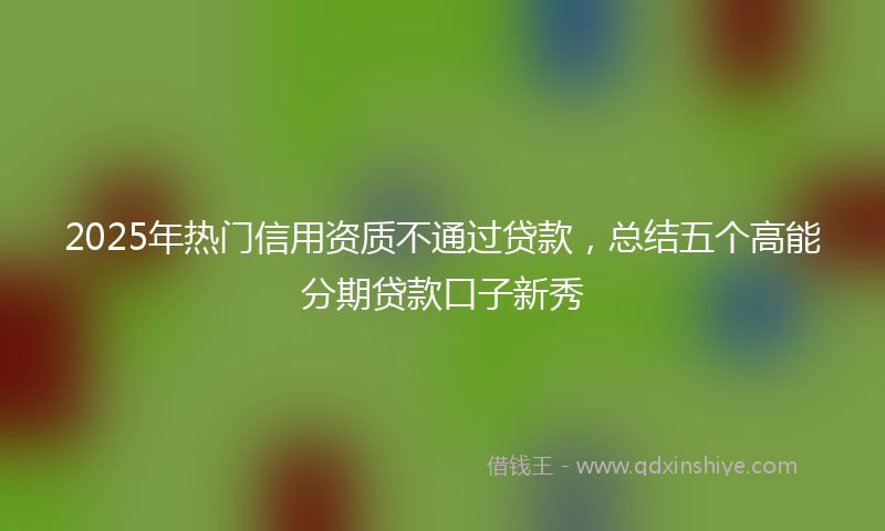 2025年热门信用资质不通过贷款，总结五个高能分期贷款口子新秀