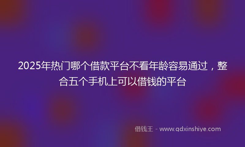 2025年热门哪个借款平台不看年龄容易通过，整合五个手机上可以借钱的平台
