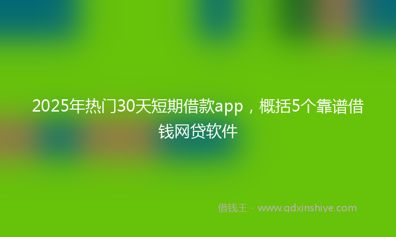 2025年热门30天短期借款app，概括5个靠谱借钱网贷软件