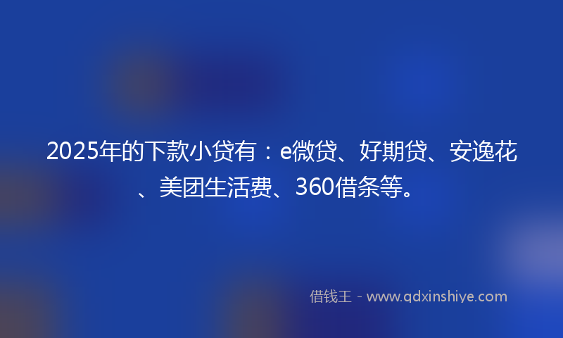 2025年的下款小贷有：e微贷、好期贷、安逸花、美团生活费、360借条等。