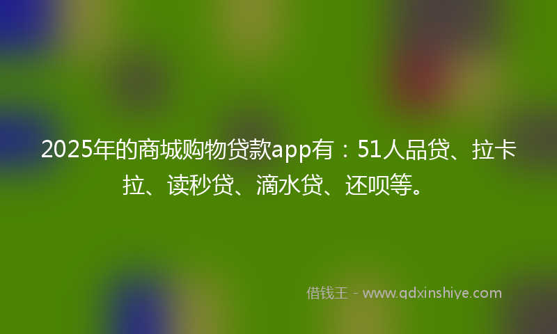 2025年的商城购物贷款app有：51人品贷、拉卡拉、读秒贷、滴水贷、还呗等。