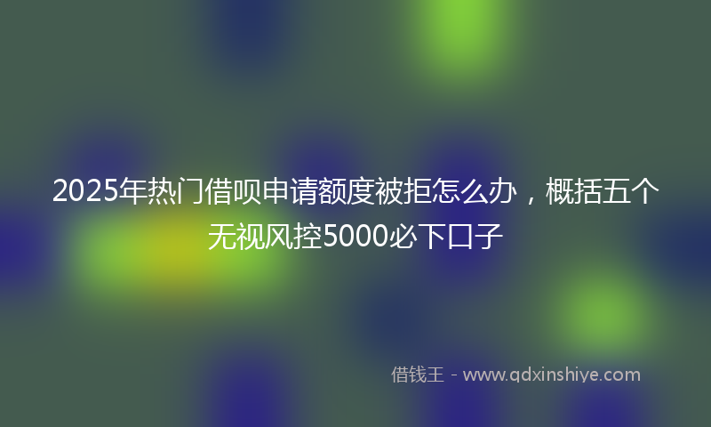 2025年热门借呗申请额度被拒怎么办，概括五个无视风控5000必下口子