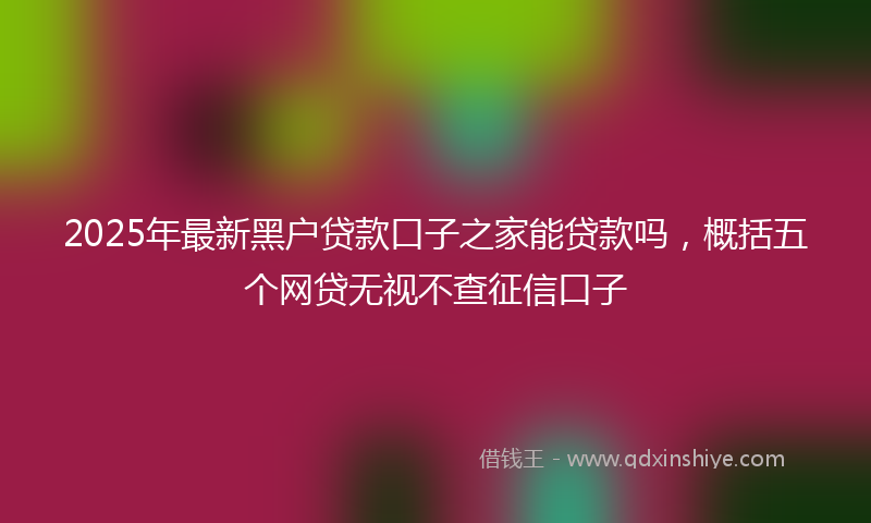 2025年最新黑户贷款口子之家能贷款吗，概括五个网贷无视不查征信口子