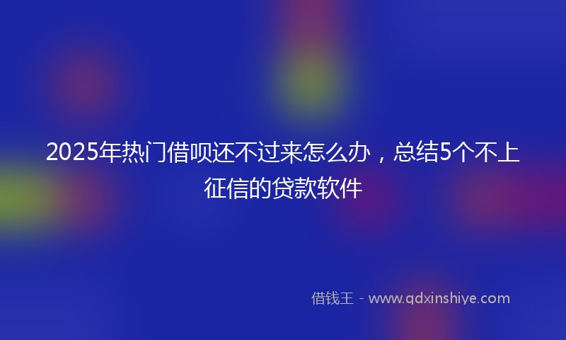 2025年热门借呗还不过来怎么办，总结5个不上征信的贷款软件