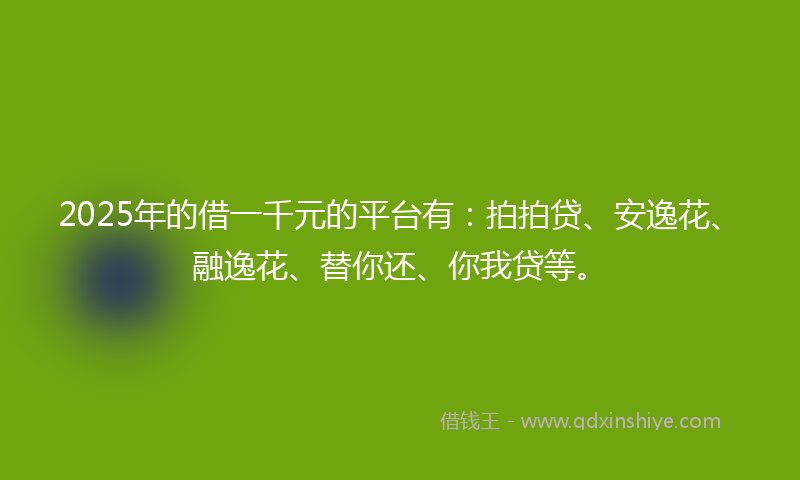 2025年的借一千元的平台有：拍拍贷、安逸花、融逸花、替你还、你我贷等。