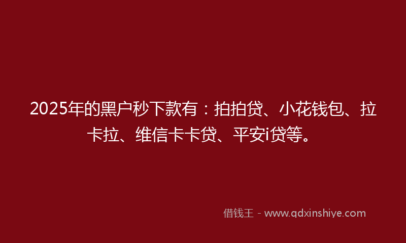 2025年的黑户秒下款有：拍拍贷、小花钱包、拉卡拉、维信卡卡贷、平安i贷等。