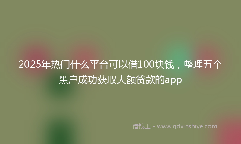 2025年热门什么平台可以借100块钱，整理五个黑户成功获取大额贷款的app