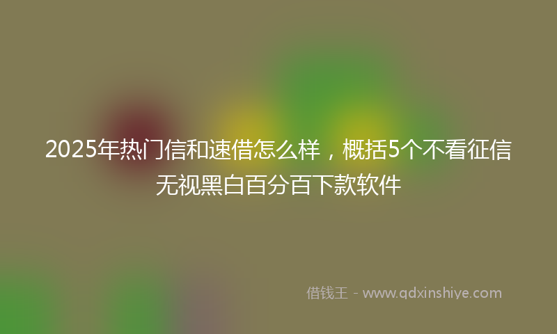 2025年热门信和速借怎么样，概括5个不看征信无视黑白百分百下款软件