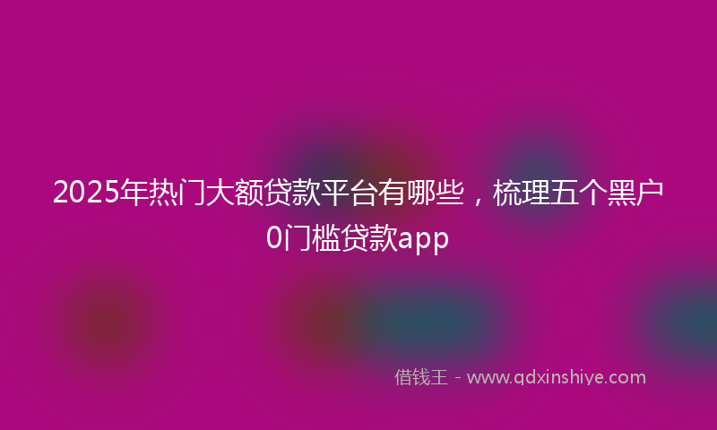 2025年热门大额贷款平台有哪些，梳理五个黑户0门槛贷款app
