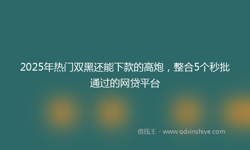 2025年热门双黑还能下款的高炮，整合5个秒批通过的网贷平台