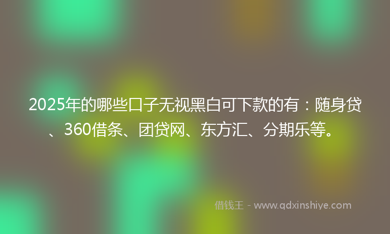 2025年的哪些口子无视黑白可下款的有：随身贷、360借条、团贷网、东方汇、分期乐等。